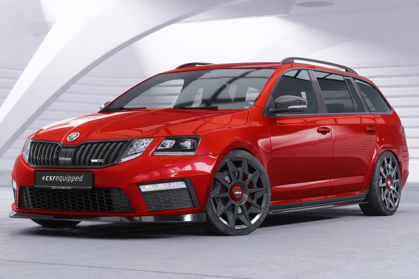 CSR Frontspoiler | Cup-Spoilerlippe mit ABE für Skoda Octavia III 5E RS CSL399-M Carbon Look matt strukturiert (keine Lackierung erforderlich)