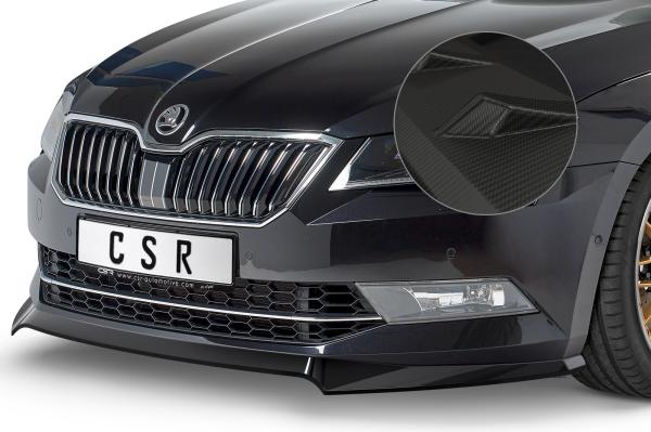 CSR Frontspoiler | Cup-Spoilerlippe mit ABE für Skoda Superb III (Typ 3V) CSL401-M Carbon Look matt strukturiert (keine Lackierung erforderlich)