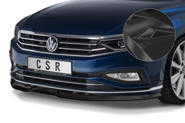 CSR Frontspoiler | Cup-Spoilerlippe mit ABE für VW Passat B8 (Typ 3G) CSL404-C Carbon Look Hochglanz (keine Lackierung erforderlich)