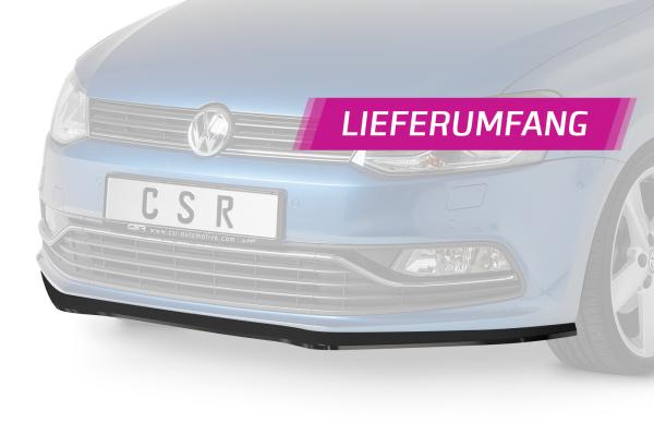 CSR Frontspoiler | Cup-Spoilerlippe mit ABE für VW Polo V (6R/6C) Basis/GTI CSL407-L schwarz matt (Lackierung erforderlich)