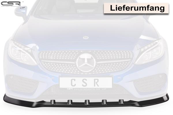 CSR Frontspoiler | Cup-Spoilerlippe mit ABE für Mercedes-Benz C-Klasse 205 AMG-Line CSL408-G Glossy schwarz Hochglanz (keine Lackierung erforderlich)