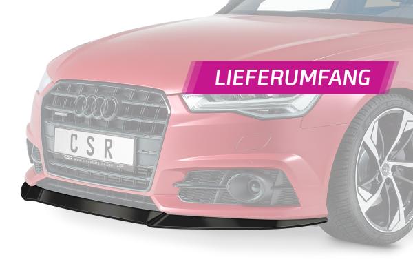 CSR Frontspoiler | Cup-Spoilerlippe mit ABE für Audi A6 C7 4G S-Line/ S6 C7 4G CSL410-M Carbon Look matt strukturiert (keine Lackierung erforderlich)