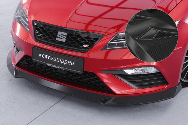 CSR Frontspoiler | Cup-Spoilerlippe mit ABE für Seat Leon 3 (Typ 5F) Cupra/FR CSL411-C Carbon Look glänzend (keine Lackierung erforderlich)