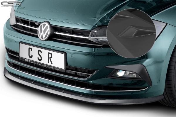 CSR Frontspoiler | Cup-Spoilerlippe mit ABE für VW Polo VI 2G (Typ AW) CSL417-L schwarz matt (Lackierung erforderlich)