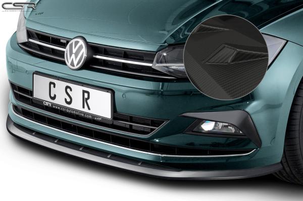 CSR Frontspoiler | Cup-Spoilerlippe mit ABE für VW Polo VI 2G (Typ AW) CSL417-M Carbon Look matt strukturiert (keine Lackierung erforderlich)