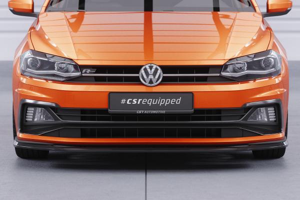CSR Frontspoiler | Cup-Spoilerlippe mit ABE für VW Polo VI 2G (Typ AW) GTI / R-Line CSL425-M Carbon Look matt strukturiert (keine Lackierung erforderlich)