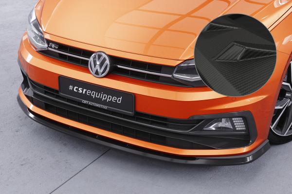 CSR Frontspoiler | Cup-Spoilerlippe mit ABE für VW Polo VI 2G (Typ AW) GTI / R-Line CSL425-M Carbon Look matt strukturiert (keine Lackierung erforderlich)
