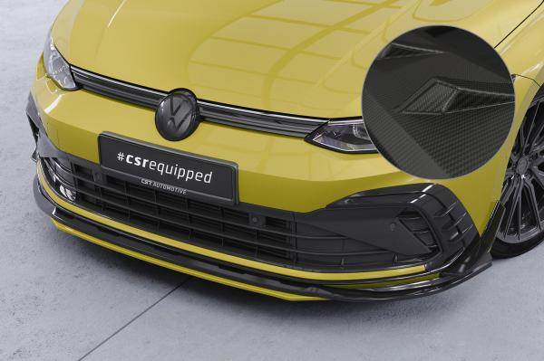 CSR Frontspoiler | Cup-Spoilerlippe mit ABE für VW Golf 8 GTI, GTD, GTE, R-Line CSL429-M Carbon Look matt strukturiert (keine Lackierung erforderlich)