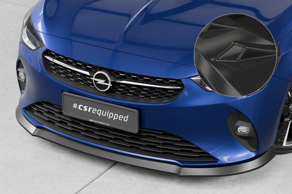 CSR Frontspoiler | Cup-Spoilerlippe mit ABE für Opel Corsa F CSL435-C Carbon Look Hochglanz (keine Lackierung erforderlich)
