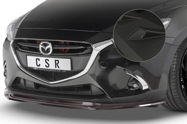 CSR Frontspoiler | Cup-Spoilerlippe mit ABE für Mazda 2 (Typ DJ) CSL437-M Carbon Look matt strukturiert (keine Lackierung erforderlich)