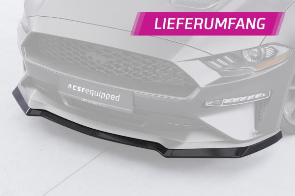 CSR Frontspoiler | Cup-Spoilerlippe mit ABE für Ford Mustang VI CSL452-C Carbon Look Hochglanz (keine Lackierung erforderlich)