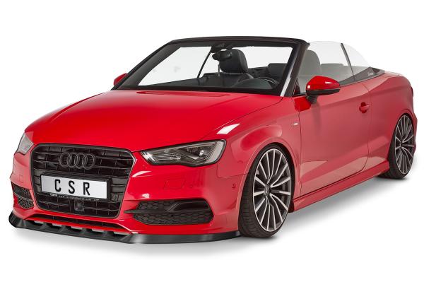 CSR Frontspoiler | Cup-Spoilerlippe mit ABE für Audi S3 / A3 8V S-Line Cabrio / Limo CSL453-L schwarz matt (Lackierung erforderlich)
