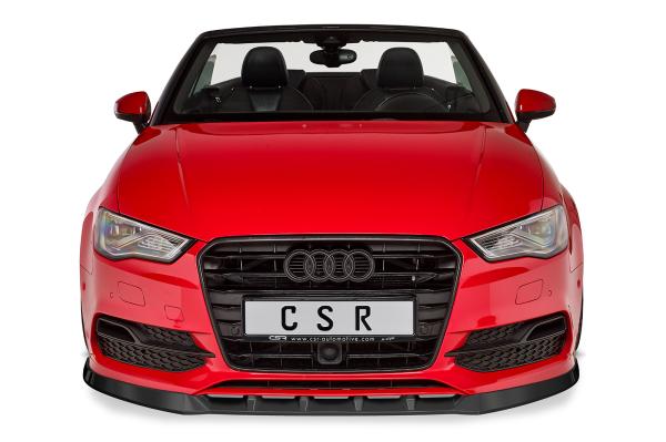 CSR Frontspoiler | Cup-Spoilerlippe mit ABE für Audi S3 / A3 8V S-Line Cabrio / Limo CSL453-L schwarz matt (Lackierung erforderlich)