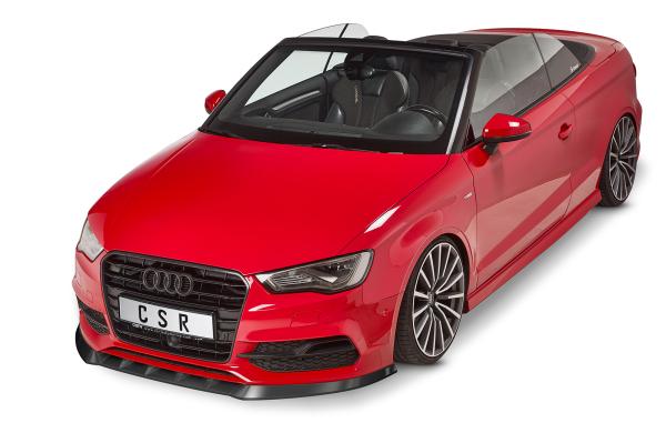 CSR Frontspoiler | Cup-Spoilerlippe mit ABE für Audi S3 / A3 8V S-Line Cabrio / Limo CSL453-L schwarz matt (Lackierung erforderlich)