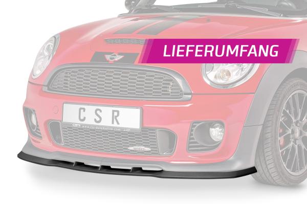 CSR Frontspoiler | Cup-Spoilerlippe mit ABE für Mini R56 John Cooper Works CSR-CSL454-G Glossy schwarz Hochglanz (keine Lackierung erforderlich)