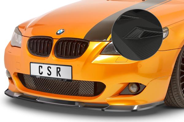 CSR Frontspoiler | Cup-Spoilerlippe mit ABE für BMW 5er E60/E61 M-Paket CSR-CSL455-M Carbon Look matt strukturiert (keine Lackierung erforderlich)