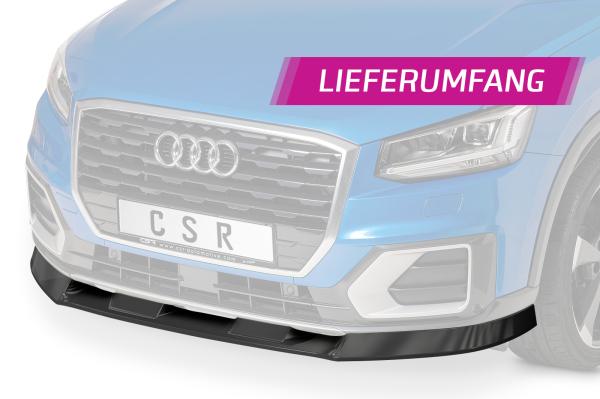 CSR Frontspoiler | Cup-Spoilerlippe mit ABE für Audi Q2 S-Line CSL457-M Carbon Look matt strukturiert (keine Lackierung erforderlich)