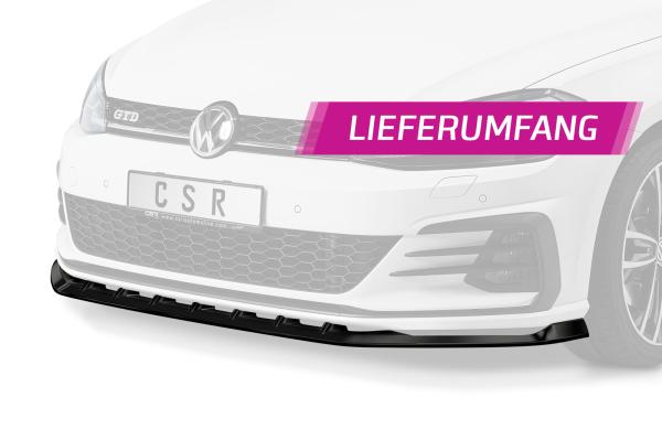 CSR Frontspoiler | Cup-Spoilerlippe mit ABE für VW Golf 7 GTI / GTD CSL459-C Carbon Look glänzend (keine Lackierung erforderlich)