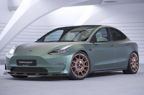 CSR Frontspoiler | Cup-Spoilerlippe mit ABE für Tesla Model 3 CSL484-C Carbon Look glänzend (keine Lackierung erforderlich)