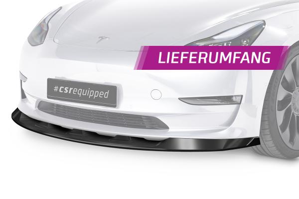 CSR Frontspoiler | Cup-Spoilerlippe mit ABE für Tesla Model 3 CSL484-C Carbon Look glänzend (keine Lackierung erforderlich)