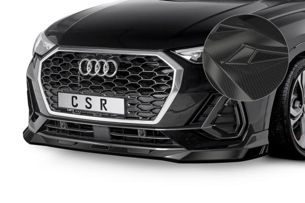 CSR Frontspoiler | Cup-Spoilerlippe mit ABE für Audi Q3 (Typ F3) Sportback CSL485-C Carbon Look Hochglanz (keine Lackierung erforderlich)