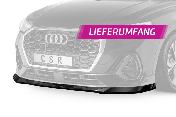 CSR Frontspoiler | Cup-Spoilerlippe mit ABE für Audi Q3 (Typ F3) Sportback CSL485-M Carbon Look matt strukturiert (keine Lackierung erforderlich)