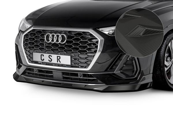 CSR Frontspoiler | Cup-Spoilerlippe mit ABE für Audi Q3 (Typ F3) Sportback CSL485-M Carbon Look matt strukturiert (keine Lackierung erforderlich)