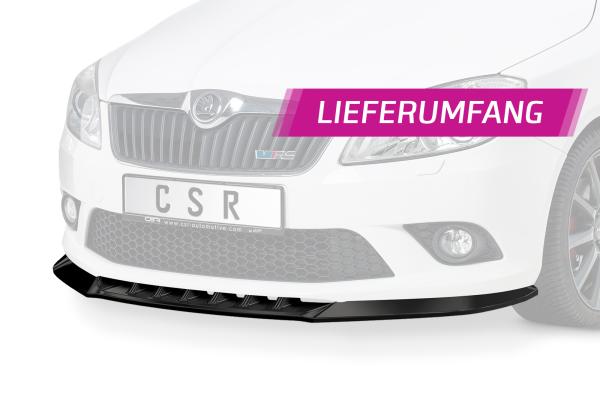 CSR Frontspoiler | Cup-Spoilerlippe mit ABE für Skoda Fabia 2 RS (Typ 5J) CSL493-C Carbon Look Hochglanz (keine Lackierung erforderlich)
