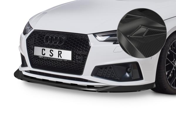 CSR Frontspoiler | Cup-Spoilerlippe mit ABE für Audi A4 B9 CSL503-C Carbon Look glänzend (keine Lackierung erforderlich)