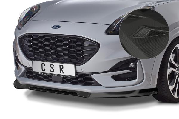CSR Frontspoiler | Cup-Spoilerlippe mit ABE für Ford Puma ST-Line CSL504-M Carbon Look matt strukturiert (keine Lackierung erforderlich)