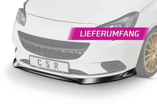 CSR Frontspoiler | Cup-Spoilerlippe mit ABE für Opel Corsa E CSL516-L schwarz matt (Lackierung erforderlich)