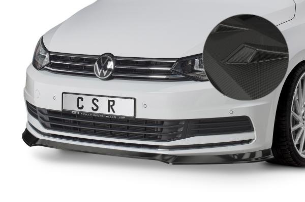 CSR Frontspoiler | Cup-Spoilerlippe mit ABE für VW Touran II (Typ 5T) CSL517-M Carbon Look matt strukturiert (keine Lackierung erforderlich)