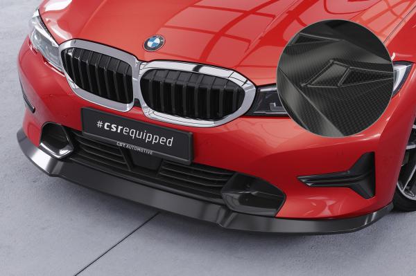 CSR Frontspoiler | Cup-Spoilerlippe mit ABE für BMW 3er (G20/G21) Limousine und Touring CSL526-C Carbon Look Hochglanz (keine Lackierung erforderlich)