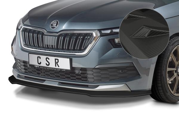 CSR Frontspoiler | Cup-Spoilerlippe mit ABE für Skoda Kamiq CSL527-M Carbon Look matt strukturiert (keine Lackierung erforderlich)