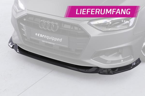 CSR Frontspoiler | Cup-Spoilerlippe mit ABE für Audi A4 B9 (Typ 8W) CSL530-C Carbon Look glänzend (keine Lackierung erforderlich)