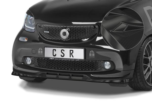 CSR Frontspoiler | Cup-Spoilerlippe mit ABE für Smart fortwo 453 Brabus CSL542-C Carbon Look Hochglanz (keine Lackierung erforderlich)