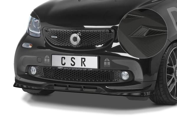 CSR Frontspoiler | Cup-Spoilerlippe mit ABE für Smart fortwo 453 Brabus CSL542-M Carbon Look matt strukturiert (keine Lackierung erforderlich)