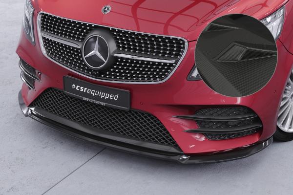 CSR Frontspoiler | Cup-Spoilerlippe mit ABE für Mercedes-Benz V-Klasse 447 AMG-Line CSL545-M Carbon Look matt strukturiert (keine Lackierung erforderlich)