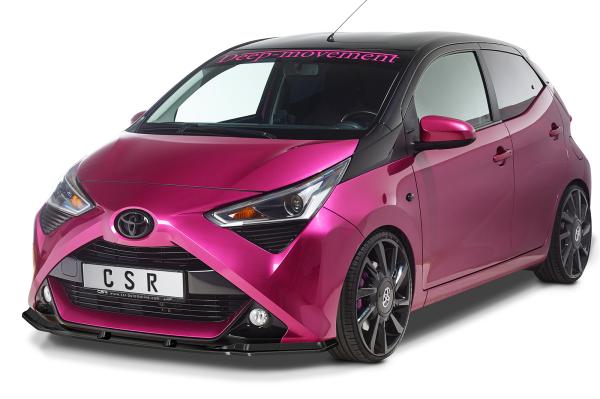 CSR Frontspoiler | Cup-Spoilerlippe mit ABE für Toyota Aygo 2 Facelift CSL548-M Carbon Look matt strukturiert (keine Lackierung erforderlich)