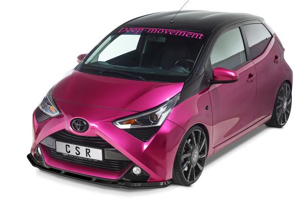 CSR Frontspoiler | Cup-Spoilerlippe mit ABE für Toyota Aygo 2 Facelift CSL548-M Carbon Look matt strukturiert (keine Lackierung erforderlich)