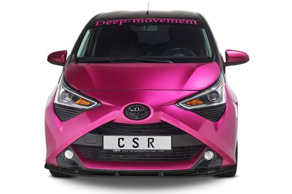 CSR Frontspoiler | Cup-Spoilerlippe mit ABE für Toyota Aygo 2 Facelift CSL548-M Carbon Look matt strukturiert (keine Lackierung erforderlich)