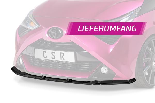 CSR Frontspoiler | Cup-Spoilerlippe mit ABE für Toyota Aygo 2 Facelift CSL548-M Carbon Look matt strukturiert (keine Lackierung erforderlich)