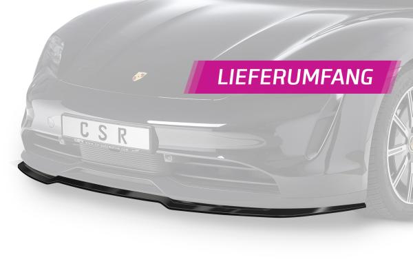 CSR Frontspoiler | Cup-Spoilerlippe mit ABE für Porsche Taycan / Taycan 4S CSL549-S schwarz matt strukturiert (keine Lackierung erforderlich)