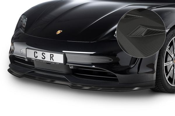 CSR Frontspoiler | Cup-Spoilerlippe mit ABE für Porsche Taycan / Taycan 4S CSL549-M Carbon Look matt strukturiert (keine Lackierung erforderlich)