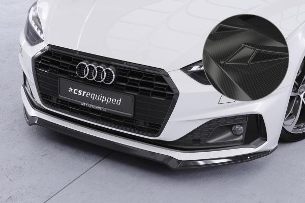 CSR Frontspoiler | Cup-Spoilerlippe mit ABE für Audi A5 F5  Basis / Advanced CSL562-C Carbon Look Hochglanz (keine Lackierung erforderlich)
