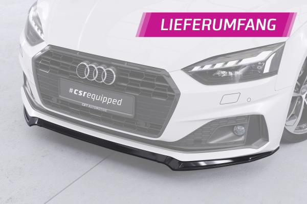 CSR Frontspoiler | Cup-Spoilerlippe mit ABE für Audi A5 F5  Basis / Advanced CSL562-L schwarz matt (Lackierung erforderlich)