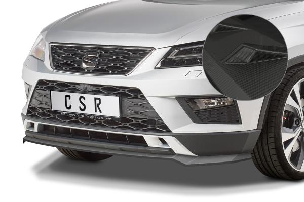 CSR Frontspoiler | Cup-Spoilerlippe mit ABE für Seat Ateca (Typ 5FP, KH7) CSL567-M Carbon Look matt strukturiert (keine Lackierung erforderlich)