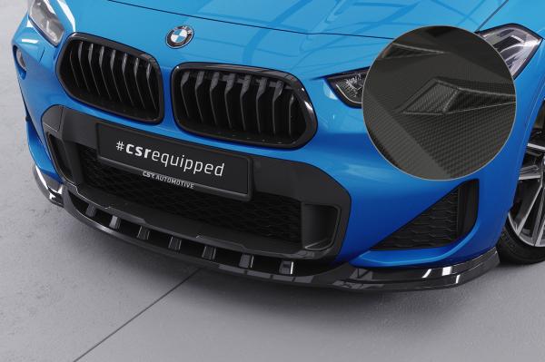 CSR Frontspoiler | Cup-Spoilerlippe mit ABE für BMW X2 F39 M-Paket CSL574-M Carbon Look matt strukturiert (keine Lackierung erforderlich)