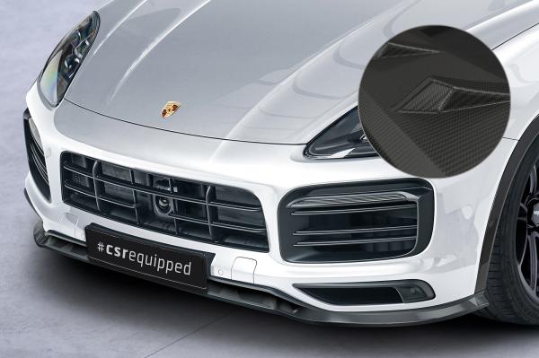 CSR Frontspoiler | Cup-Spoilerlippe mit ABE für Porsche Cayenne P0536/9YA CSL576-M Carbon Look matt strukturiert (keine Lackierung erforderlich)