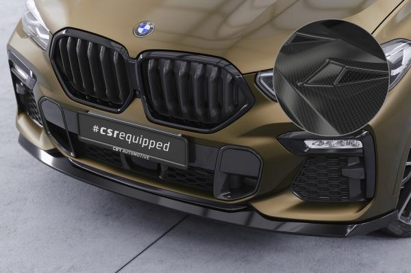 CSR Frontspoiler | Cup-Spoilerlippe mit ABE für BMW X6 (G06) M-Paket / M50i CSL589-C Carbon Look Hochglanz (keine Lackierung erforderlich)